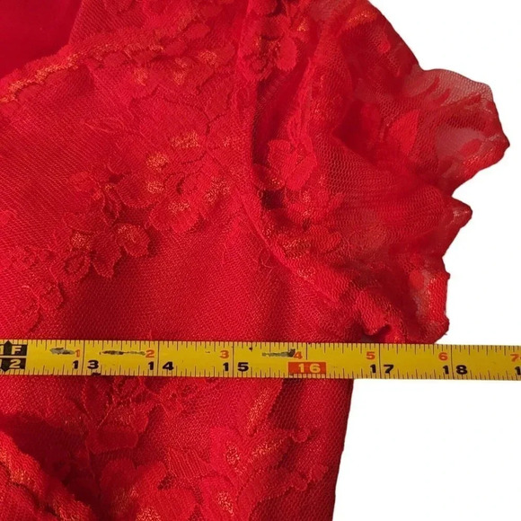 TAHARI Red Lace A-line Dress Arthur S. Levine Sz 4 Red Short Sleeve Party - Picture 6 of 16